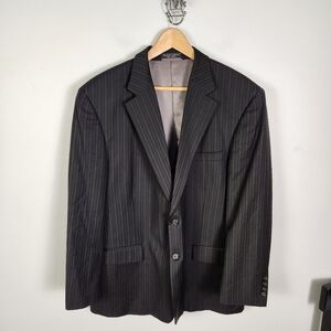 EUC Bill Blass Super 120's Wool Black Pinstripe Suit Jacket (46R) #676